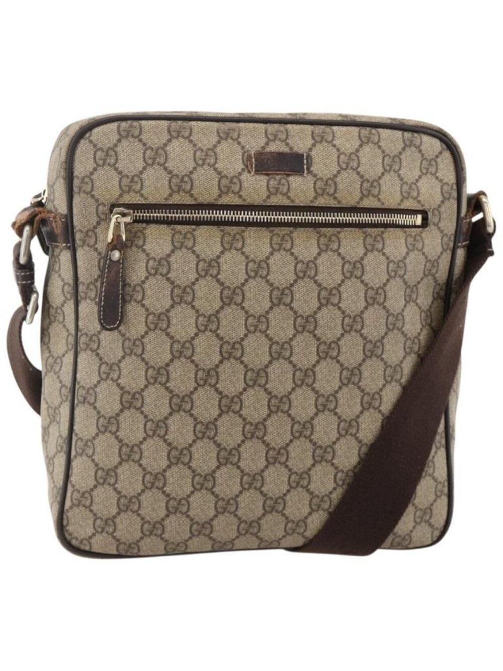 Authentic GUCCI GG Supreme Shoulder Bag PVC Beige Gold 201448